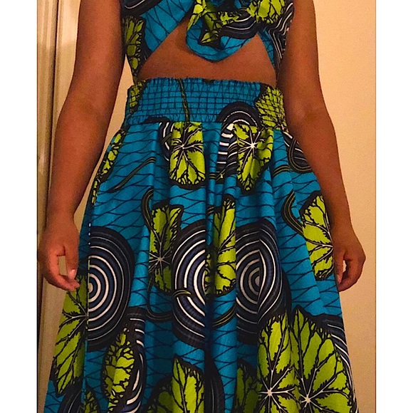 Crop top Scarf & Maxi Skirt Set (African print/ Ankara) - Picture 4 of 11